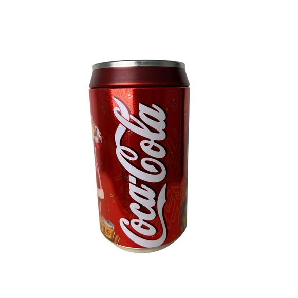 Vintage Coca Cola Greetings Santa Jumbo Tin Can‎ Coin Bank 8" High - Picture 2 of 10